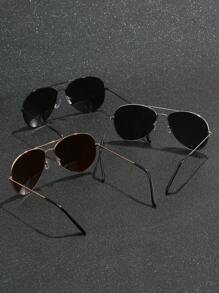 3pcs Metal Aviator Frame Everyday Casual Wear, Travel, Cycling Decorative Fashion Glasses