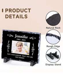 Individuelle Gedenktafel, personalisierter Steinrahmen mit Fotos und Text, menschlicher Grabstein, Geschenk für den Verlust eines geliebten Menschen, Grabschmuck (6/8 Zoll)