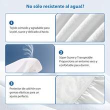 1 Pieza Funda de Colchón de Impermeable Toalla Ultra Suave(Sin Funda de Alohada)Transpirable Cubre Colchón Matrimonial Individual Queen King Size,Color Azul - Azul - Ver 6