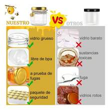 50 Frasco Mini Tarros De Miel Con Tapa Y 50 Bolsa De Regalo - Dorado - Ver 7
