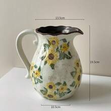 "Wazon ceramiczny ze spękaniami słonecznika – dekoracja stołu w stylu rustykalnym, mały wazon na kwiaty do domu/biura/kawiarni (ręcznie wykonany, glazura z efektem spękania lodu)"