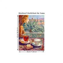 1 pièce Affiche canevas de thé arabe vintage, art déco classique sans cadre, impression murale à l'encre, convient pour le salon, la chambre à coucher, le bureau à domicile, la cuisine, la salle à manger, la décoration intérieure et extérieure