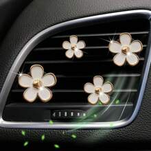4pcs/Set Fresh Little Daisy Blossom Decoration Car Air Vent Clip, Car Air Freshener Decor