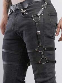 Men's Fashionable Leather Leg Warmers, Gothic Leg Accessories, Jeans Decorations, Mature Leg Warmers For Parties, Ballroom Costumes, Gifts, Sexy Accessories For Men