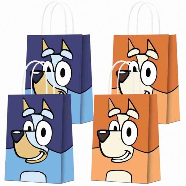 Bluey 12pcs Bruy Series Gift Packaging Bags Perfect Party Gift Packaging Bag, Ideal Birthday Gift Decoration Bag (6 Blue And 6 Yellow)
