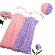 Paquete de valor de 100 piezas de limpiapipas de tela flexible de colores surtidos para suministros de manualidades y decoraciones caseras, juego de torsión con dos opciones de color, kits de flores de limpiapipas