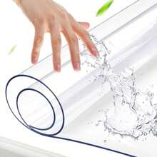 1pc Vinyl Table Mat Protector, 1.5mm Thick, Semi-Transparent, Stain-Resistant, Waterproof, Solid Color, Non-Textile, For Dining, Coffee Tables, Desks - Thanksgiving Decor