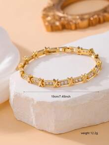 1pc Luxury Mixed Color Copper & Cross Design Bracelet, Suitable For Women Everyday Accessory - Bracelet - View 10