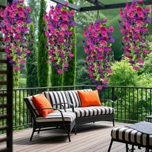 1/2/3pcs Artificial Wisteria Flower Vine - Eucalyptus Leaf And Trumpet Flower Hanging Decoration, Dual Color Purple Plastic Rattan Suitable For Outdoor/Indoor, Wedding, Garden, Terrace - Weather Resistant All Year Round, No Maintenance Required, Hanging Simulated Plants, Garden Decoration, Wedding Decoration, Double-Sided Flowers, Windproof Decoration