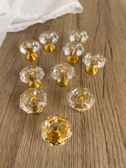 10pcs Acrylic Handle Transparent Crystal Wardrobe Door Diamond Drawer Handle