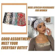 1 件波西米亚扭纹头带，防滑运动瑜伽弹力头带，佩斯利和条纹涤纶时尚头饰，适合所有季节发饰、学校用品、学院、头带