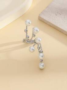 1pc European And American Fashion Faux Pearl Geometric Ring, Personalized Exaggerated Creative Finger Ring