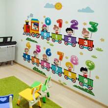 1pc Kids Room Arabic Number Animal & Letter Wall Sticker | Cartoon Locomotive Peel And Stick Wall Decal, Nursery School Decor