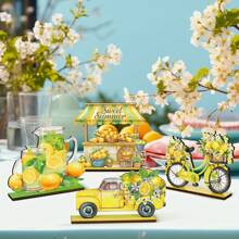 6pcs Wooden Lemon Sign Decorations, Rustic Wood Plaques Summer Decor For Table, Party, Kitchen (Lemon)