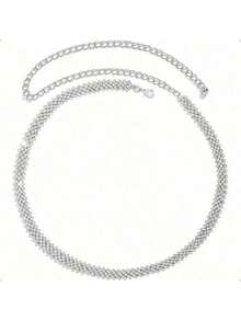 可调节闪亮水晶腰链金属肚脐链连衣裙装饰