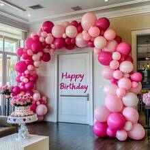 亮粉色乳胶派对气球，5/10/12/18英寸 - 10/30/50/70/90个装，玫瑰红气球，适用于订婚、婚礼、情人节、周年纪念、生日、迎婴派对、性别揭晓派对、单身派对装饰 - 桃紅 - 查看 6