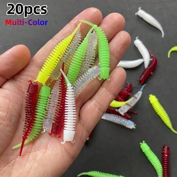 20 piezas Señuelo fino de cola de 1,9 pulgadas Ultrasensible para jig/texas/free rigs + Bass, panfish, trucha, lucio ? Multiusos