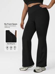 Sodalemon Pantaloni sport evazați pentru femei, mărime Plus, cu talie încrucișată, sport, fitness, dans, ridicare fese