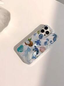 Ocean 1pc Marine Elements Minimalist Pattern Waterproof, Anti-Fingerprint, Scratch Resistant Transparent IMD Glossy Smooth Soft Phone Case - Multicolor - View 3