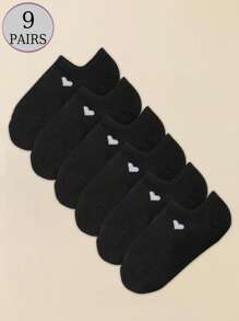 6/9/15 paia di calzini unisex multicolore alla moda e versatili, calzini alla caviglia traspiranti a forma di cuore, calzini invisibili, calzini casual minimali a taglio basso, assorbenti l'umidità, adatti per tutte le stagioni e occasioni