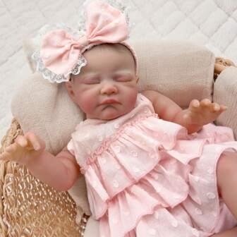 NPK 19inch Miniature Preemie Baby Doll August Lifelike Soft Body Real Touch Art Made 3D Skin Lifelike Baby Collectible Doll Girl
