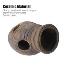 Aquarium Decorations Ceramic Cave, Hiding Cave For Small Fish, Brown, 2.83"X2.17"X3.35"