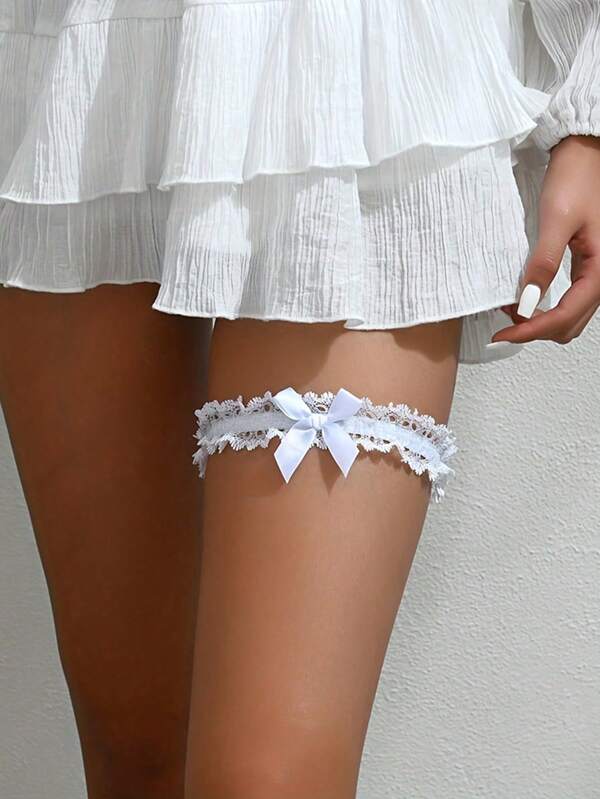 1PC Sexy Lingerie Accessories Women Bow Leg Ring Sexy Lingerie Lace Garter Belt Bowknot Leg Loop Wedding Garters Bridal Cosplay Fashion Stocking Thigh RingSexy Lingerie Accessories,Halloween,Christmas,Valentine's Day,For Dates,Party,Date