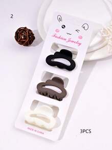 3PCS Solid Color Casual Retro ABS Plastic Women's Hair Clips, Bow, Flower, Cloud Shape, Front Bangs & Ponytail, Suitable For All Seasons Hair Claw Claw Clips Hair Jaw Clip Hair Clamps