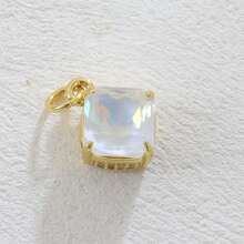 1pc Copper Square Cubic Zirconia Micropave Pendant, DIY Jewelry Accessory For Necklace, Bracelet, Earrings