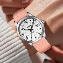 BIDEN 1pc Fashionable Women's/Men's Watch, Neutral Casual Quartz Watch, 30M Waterproof, Female Nurse/Doctor/Medical Special Time, Night Light Easy To Read Dial Watch+Free Box - Pink - View 3