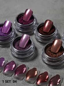 1/6 Pieces Of Blue High-Gloss Metal Titanium Powder Manicure Magic Mirror Powder Mirror Blue Silver Titanium Powder Electroplated Metal Glitter Powder - Multicolor - View 20