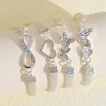 4pcs Set Rhinestone Infinity, Figure 8, Butterfly Charm Vintage Alloy Anklets