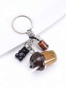 Letter Detail Beverage & Cake Charm Keychain - Pink - View 7