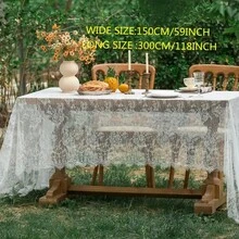1 件白色蕾丝桌布婚礼甜点桌生日派对装饰橱窗展示拍摄道具，浪漫法式风格，适合 的夏季礼物海滩返校学校用品房间装饰 - 白色 - 查看 3