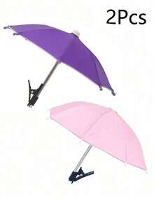 1/2 piezas Paraguas parasol impermeable con soporte para teléfono, paraguas mini con protección UV, adecuado para lluvia ligera, visera de sol universal para teléfono, accesorio antirreflejo para teléfono al aire libre, accesorio esencial de viaje, accesorios de fitness y estudio, necesidad de camping de vacaciones, accesorio de vacaciones - Multicolor - Ver 21