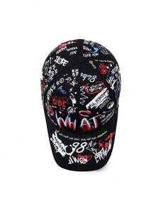 1 buah Topi Baseball Pria Motif Huruf Grafiti, Topi Kasual Pelindung Matahari Luar Ruangan yang Dapat Diatur, Cocok untuk Perjalanan Musim Semi, Musim Gugur, Liburan, Pantai - MultiWarna - View 8