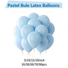 Light Blue Latex Party Balloon -5/10/12/18 Inches -10/30/50/70/90pcs Round Helium Pastel Blue Balloon Engagement Wedding Anniversary Shower Gender Reveal Birthday Graduation Celebration Home Decoration - Baby Blue - View 4