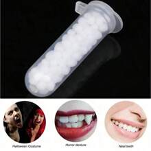 1pc DIY Horror Fake Teeth Set, (For Costume Prop Only) For Party Role Play. Moldable Fake Teeth Pellets, Gap Filling Adhesive Beads, Reusable And Customizable Neat Teeth Decor
