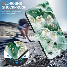 Funda de teléfono con estuche para tarjetas de piel sintética con tapa magnética con patrón de magnolia para Galaxy A12 A13 A14 A15 A16 A03 Core A04E A05s A06 A21S A22 5g A20e A23 4G A25 A26 A31 A32 5G A33 A34 A35 A36 A40 A40 A41 A50 A51 A52s A53 A54 A55 A56 A70 A71 4G - Multicolor - Ver 7
