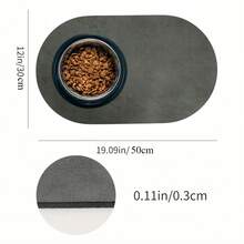 1 件灰色椭圆形宠物垫吸水食物垫防滑速干饮水器地毯适用于宠物狗猫家居房间用品狗用品、狗用品、猫用品、小狗保管食物、狗食垫、猫食垫 - 彩色 - 查看 4