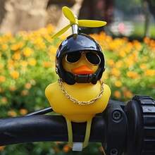 1pc Cool Duck With Helmet Creative Personalized Motorcycle Decoration, Elastic Band Suitable For Most Motorcycles And Bikes - one-size - View 3
