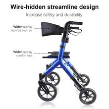 WALK MATE Rollator Walker For Seniors Taller 5.3~7ft With Height-Adjustable Seat, 10 Inch Wheels Wire-Hidden Walkers Compact Folding Design Lightweight Mobility Walking Aid Widen Backrest, Green - Màu xanh hải quân - Xem 2