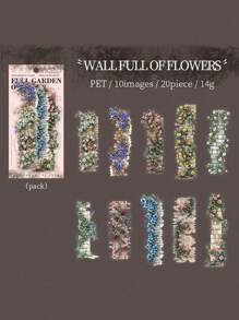 20 Peças/Pacote Adesivos PET com Padrão de Livro de Flor Vintage, Adesivos Decorativos de Álbum DIY para Scrapbooking, Materiais Escolares, De Volta às Aulas