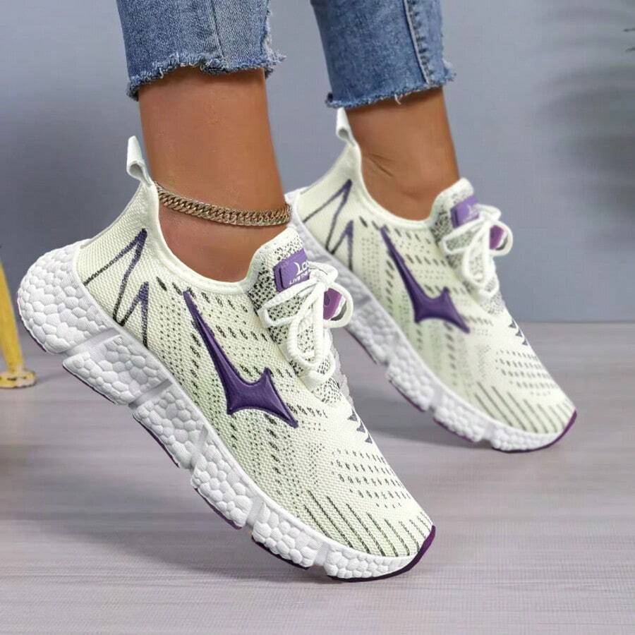 Women's Sports Sneakers Gym Look Light Training Sporty Outdoor Gym And Fitness School - 白葡萄 - 查看 1