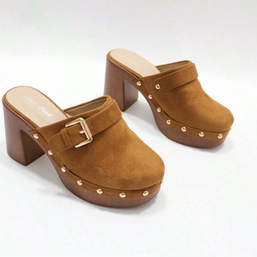 Clogs, Elegant Summer Sandals For Women - Camel - View 1