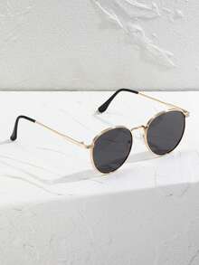 1 副时尚复古细金属边框圆形镜框时尚眼镜 - 黑色 - 查看 7