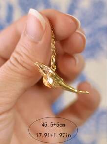 1 Piece Popular Women's Fashion Beach And Ocean Theme Personalized Shark Natural Stone Pendant Necklace, Ideal Gift For Wedding, Engagement Party, Beach Vacation