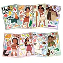 Disney 8pcs Disney Moana Face Collage Stickers Decorative DIY Phone Case Laptop Skateboard Computer Funny Gift Waterproof Sticker