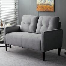 Nivtlpre Modern Compact Loveseat Sofa - Space-Saving Design With Durable Wood & Iron Frame, 6 Color Options - Light Grey - View 8