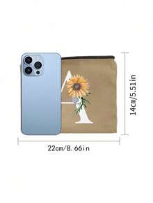 Initial Letter A-Z Flower Print Makeup Bag,Portable Toiletry Bag,Initial Pouch,Zippered Cosmetic Bag,Multi-Purpose Wash Bag,Storage Bag,Daisy Flower Pattern,Cosmetic Pouch For Small Items Storage,Clutch Bag, Lightweight Foldable Storage Bag, Teacher Gift Clutch Bag,Storage For Nurses, Doctors, Teachers Bag, ,Initial Cosmetic Bag,Suitable For Travel, Bridal Party, Or Daily Use, Beach, Mother'S Day Gift, Easter Gift, Birthday Gift